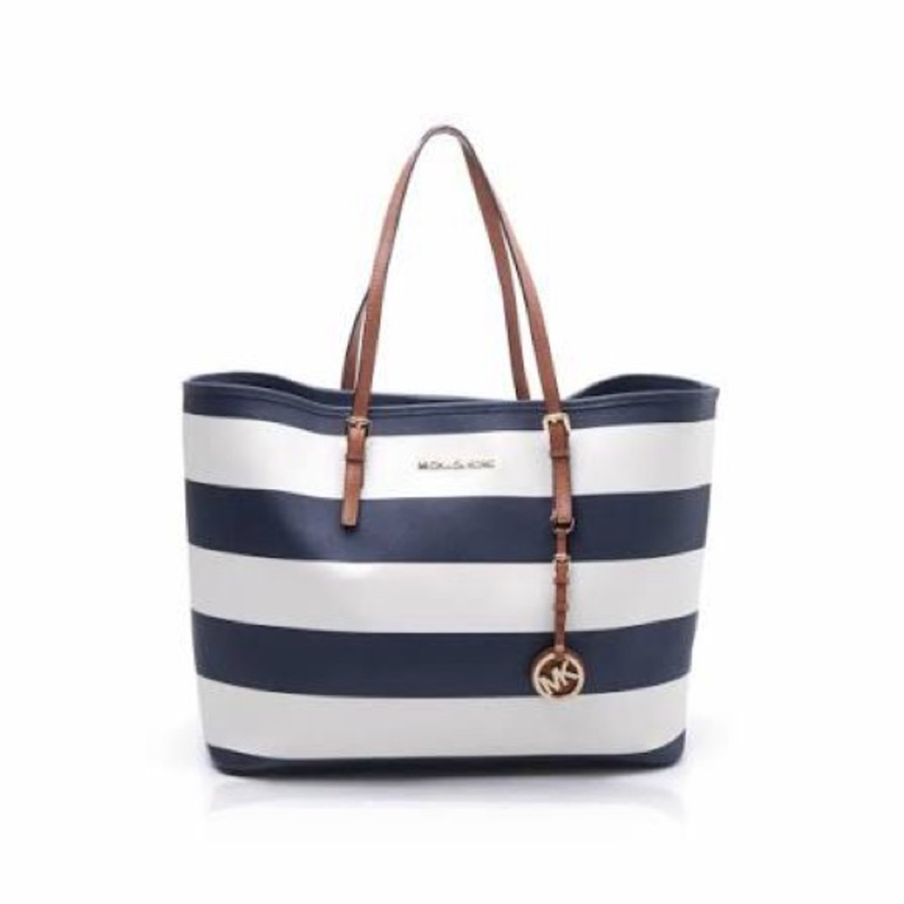 Michael Kors Striped Navy and Cream Tote
